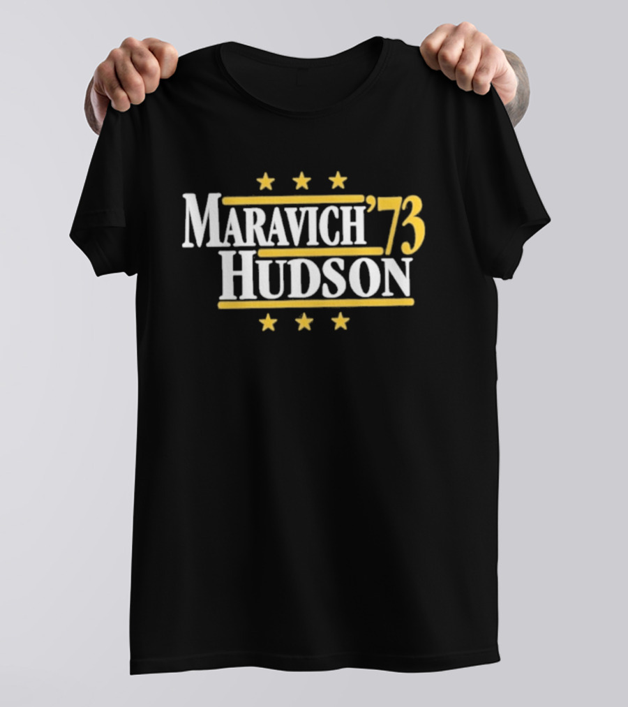 Maravich Hudson 1973 Atlanta Hawks Basketball Stars T-Shirt