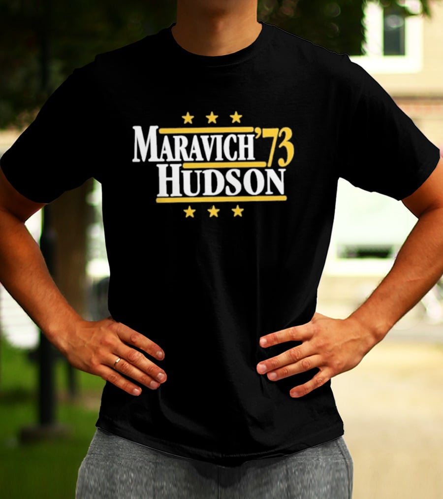 Maravich Hudson 1973 Atlanta Hawks Basketball Stars T-Shirt
