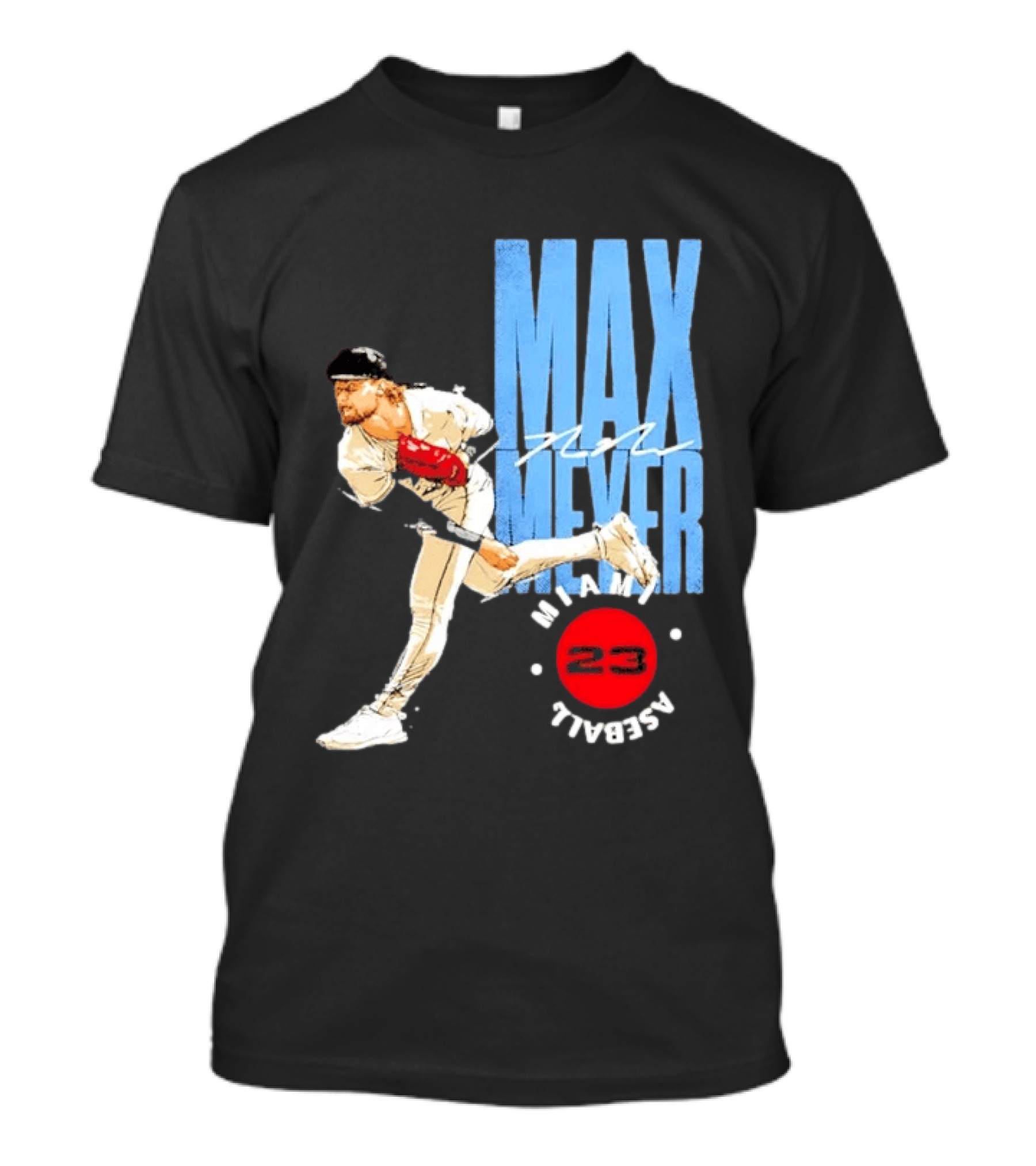 Max Meyer Miami Marlins Baseball 23 Stamp T-Shirt