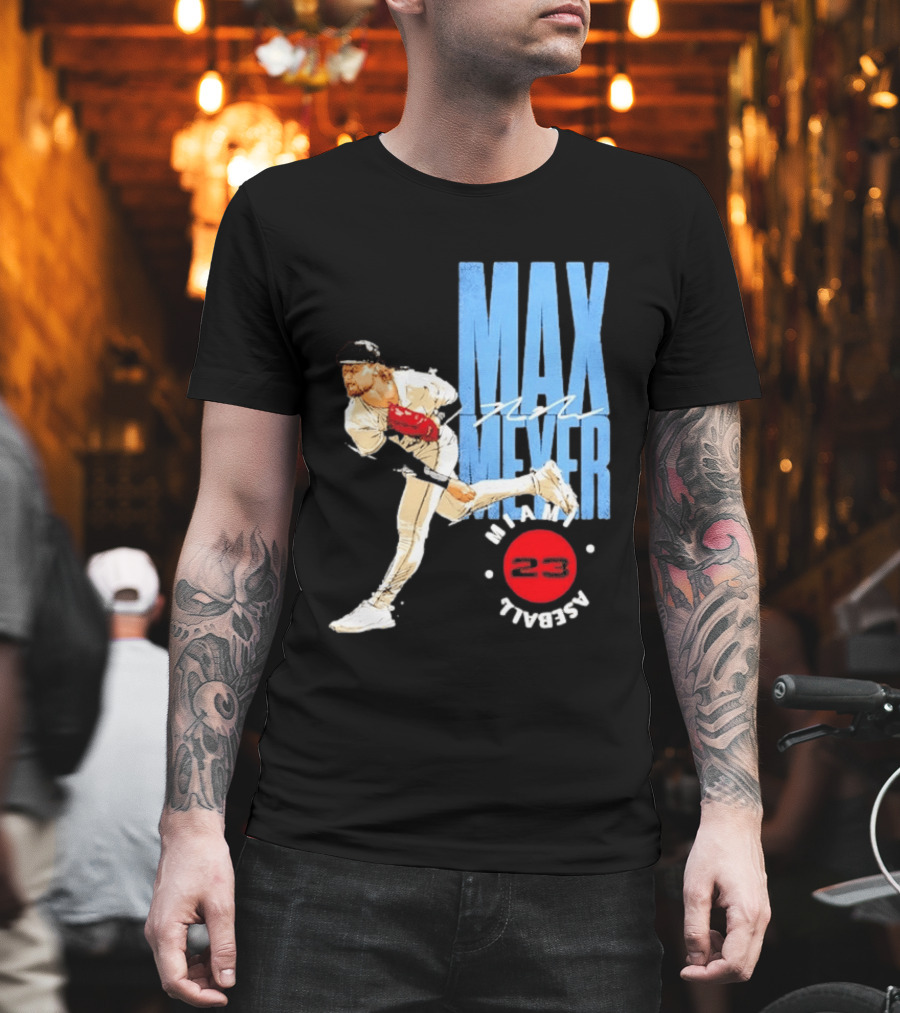 Max Meyer Miami Marlins Baseball 23 Stamp T-Shirt