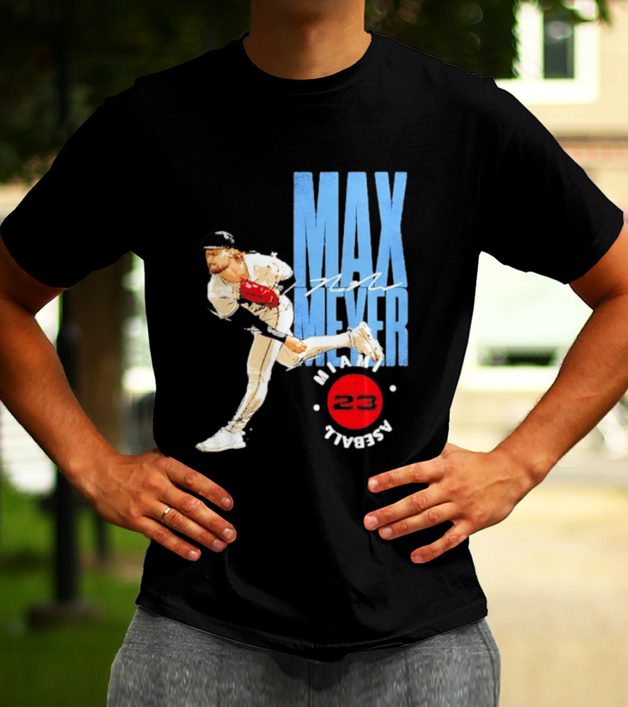 Max Meyer Miami Marlins Baseball 23 Stamp T-Shirt