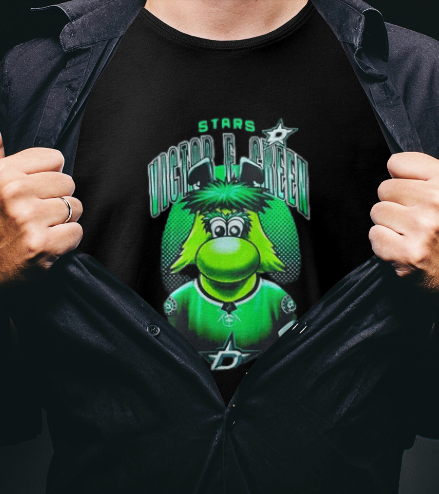 Dallas Stars Victor E Green Mascot NHL Fan Gear T-Shirt