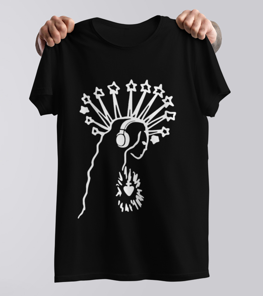 Virgin Mary Sacred Heart Headphones And Star Halo T-Shirt