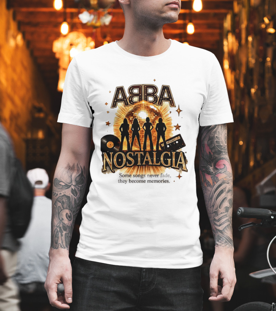 ABBA Nostalgia Some Songs Never Fade Memories Disco Vinyl Cassette T-Shirt