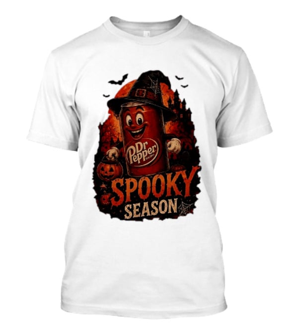 Dr Pepper Halloween Witch Can Spooky Season With Jack O' Lantern And Bats T-Shirt