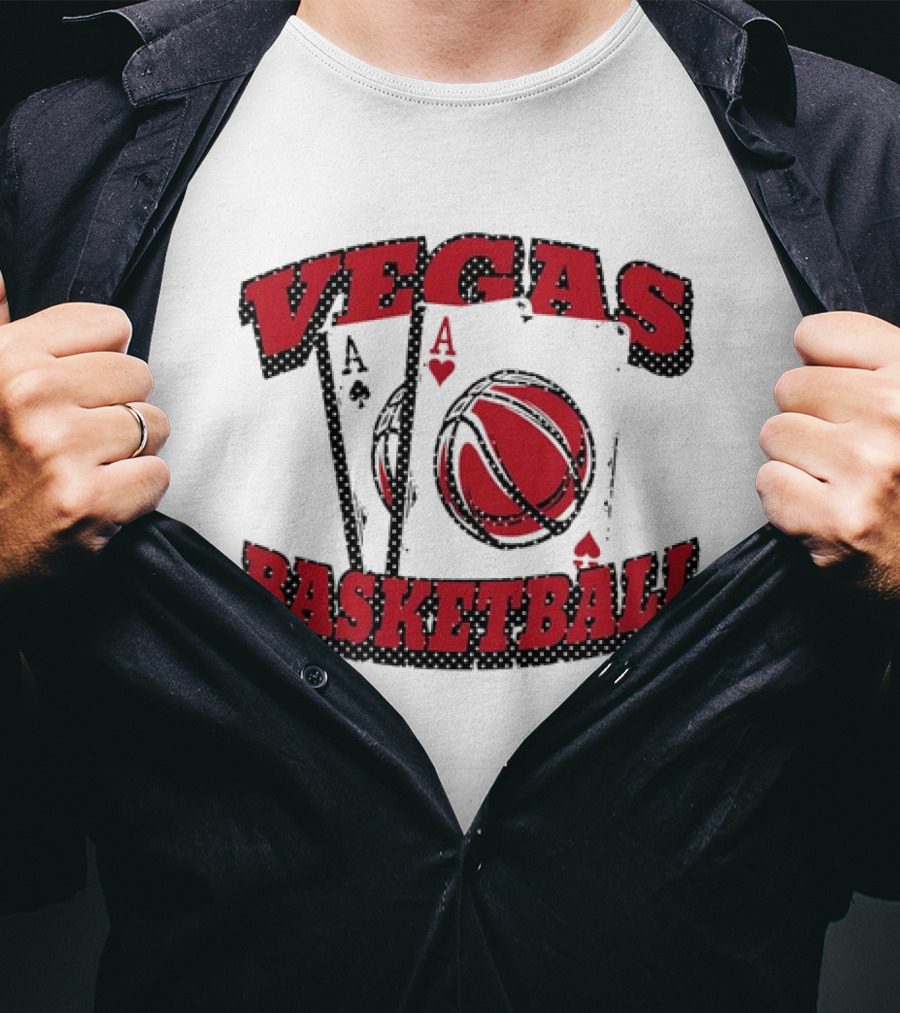 Vegas Basketball Poker Aces Playing Cards Red T-Shirt