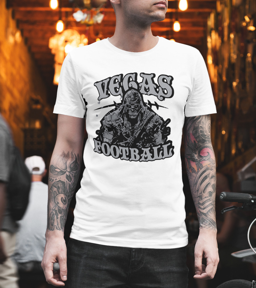 Vegas Football Undead Warrior Grayscale T-Shirt