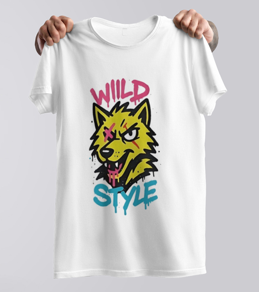 Wild Wolf Wild Style Graffiti Art Urban Streetwear T-Shirt