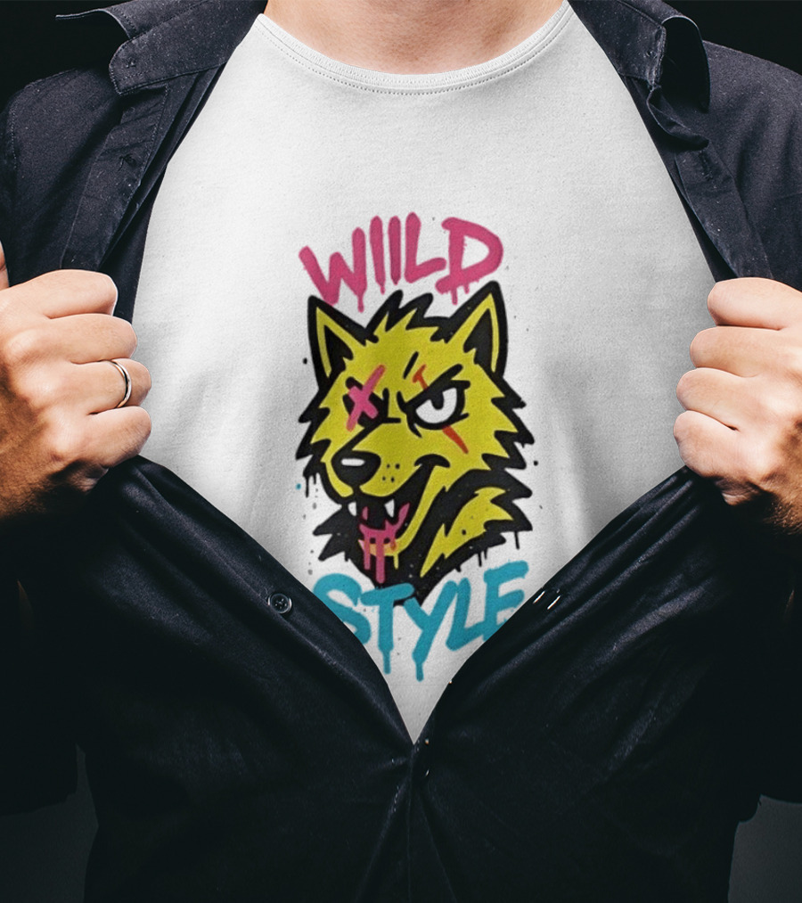 Wild Wolf Wild Style Graffiti Art Urban Streetwear T-Shirt