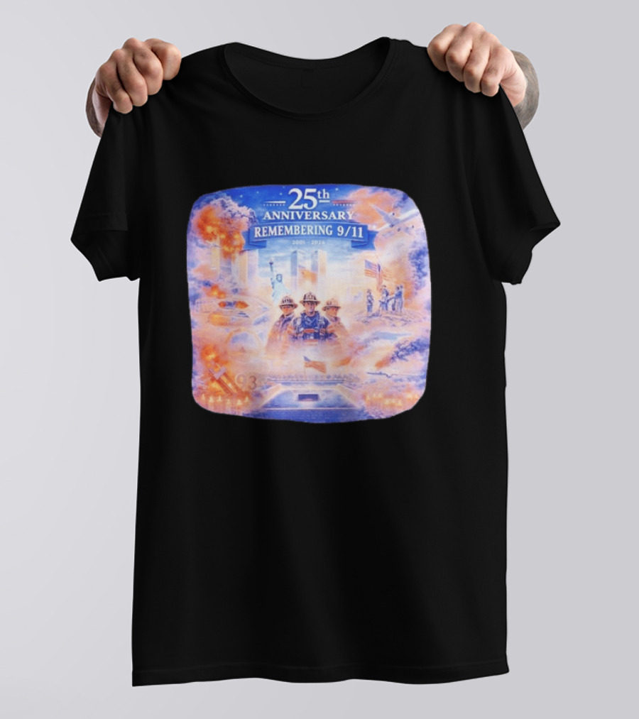 25th Anniversary Remembering 9/11 Memorial 2001 2026 Never Forget America T-Shirt