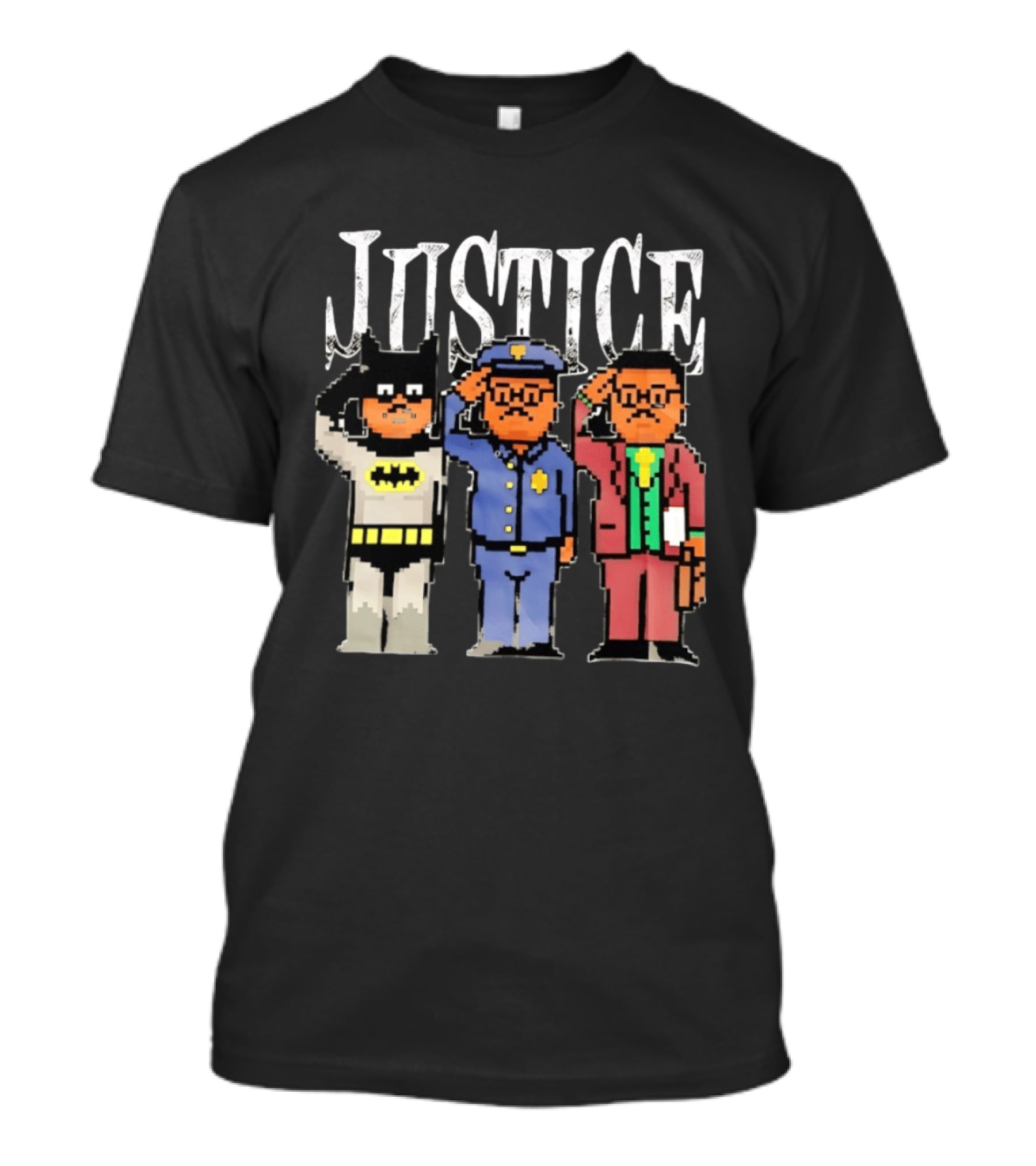 Justice Batman Police Officer Joker Pixel T-Shirt