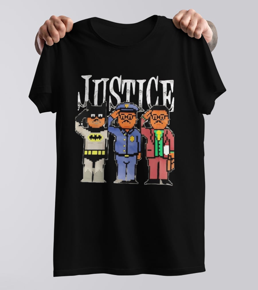 Justice Batman Police Officer Joker Pixel T-Shirt