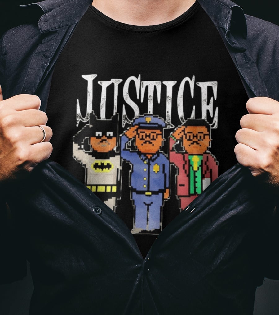 Justice Batman Police Officer Joker Pixel T-Shirt