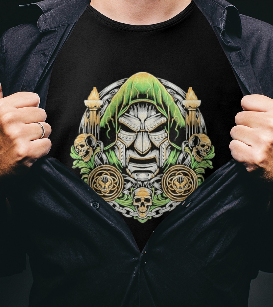Doctor Doom Welcome To The Age Of Doom Skull And Torches T-Shirt