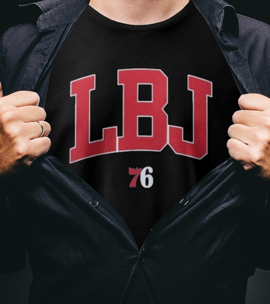 LBJ 76ers Red And White Text Combination T-Shirt