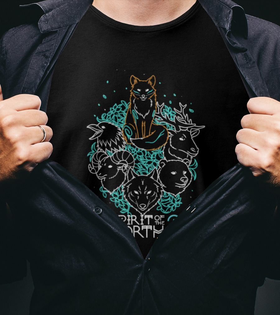 Spirit Of The North 2 Animal Forest Wildlife Fox Bear Deer Wolf T-Shirt