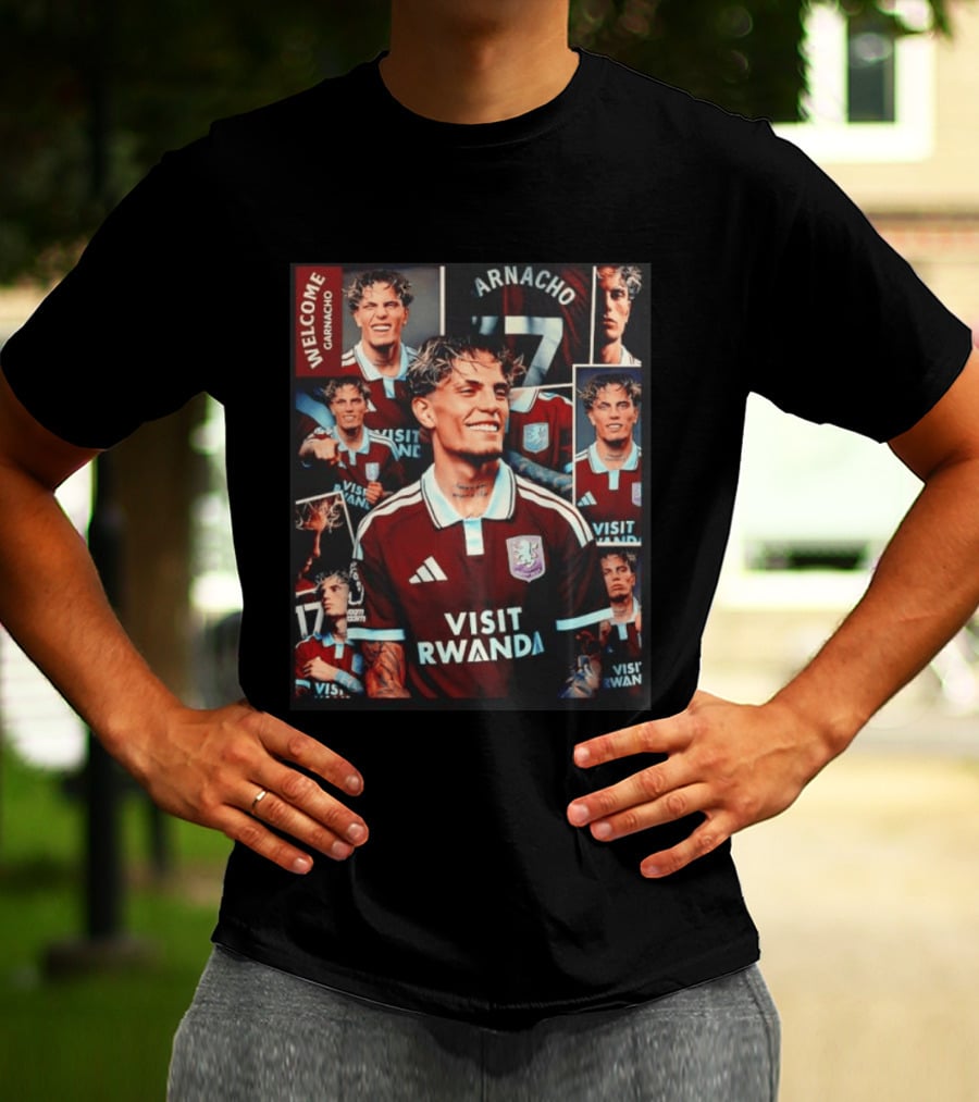 Visit Rwanda Garnacho Welcome Aston Villa 17 Collage T-Shirt