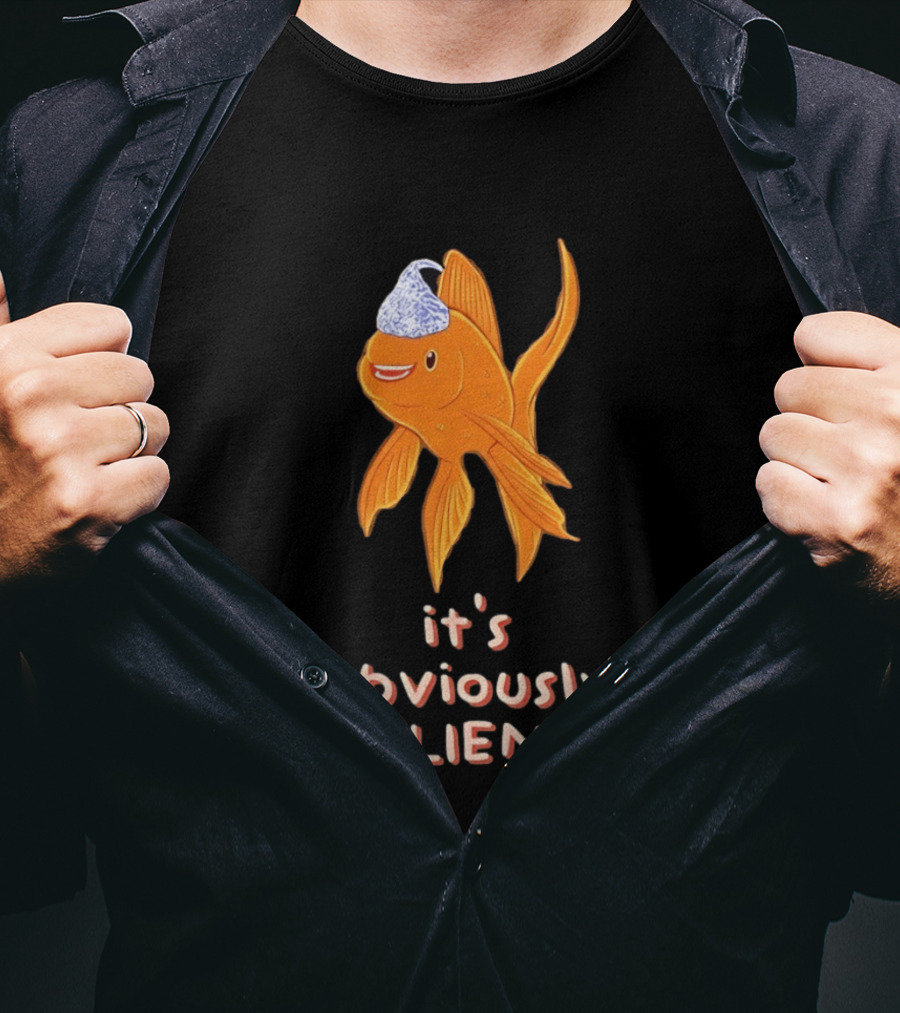 Goldfish Tin Foil Hat It's Obviously Aliens T-Shirt