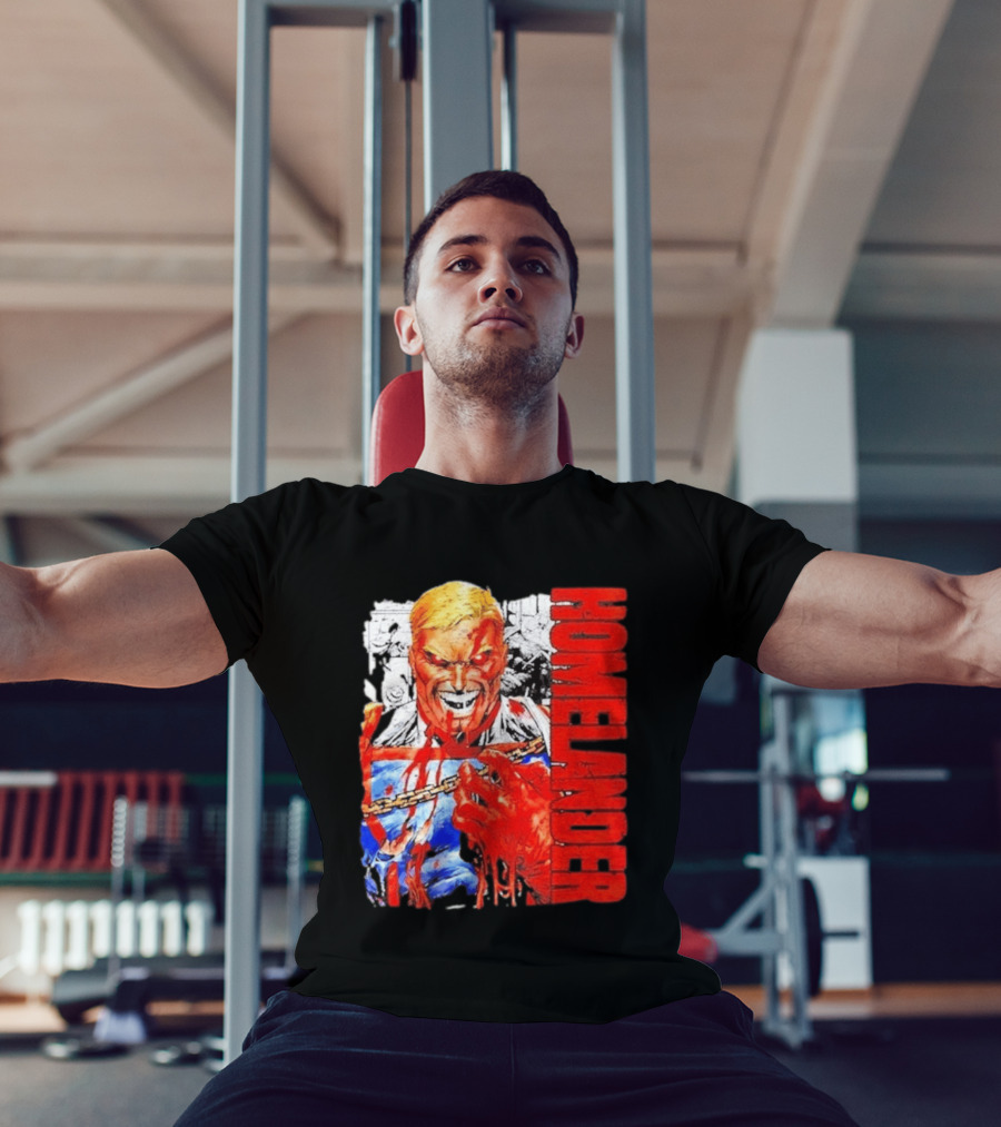 Homelander The Boys Superhero Cartoon Blood Splattered Image T-Shirt