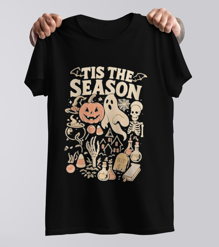 Tis The Season Pumpkin Ghost Skeleton Halloween 2026 T-Shirt