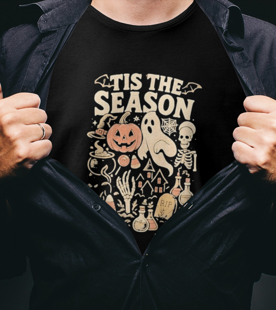 Tis The Season Pumpkin Ghost Skeleton Halloween 2026 T-Shirt