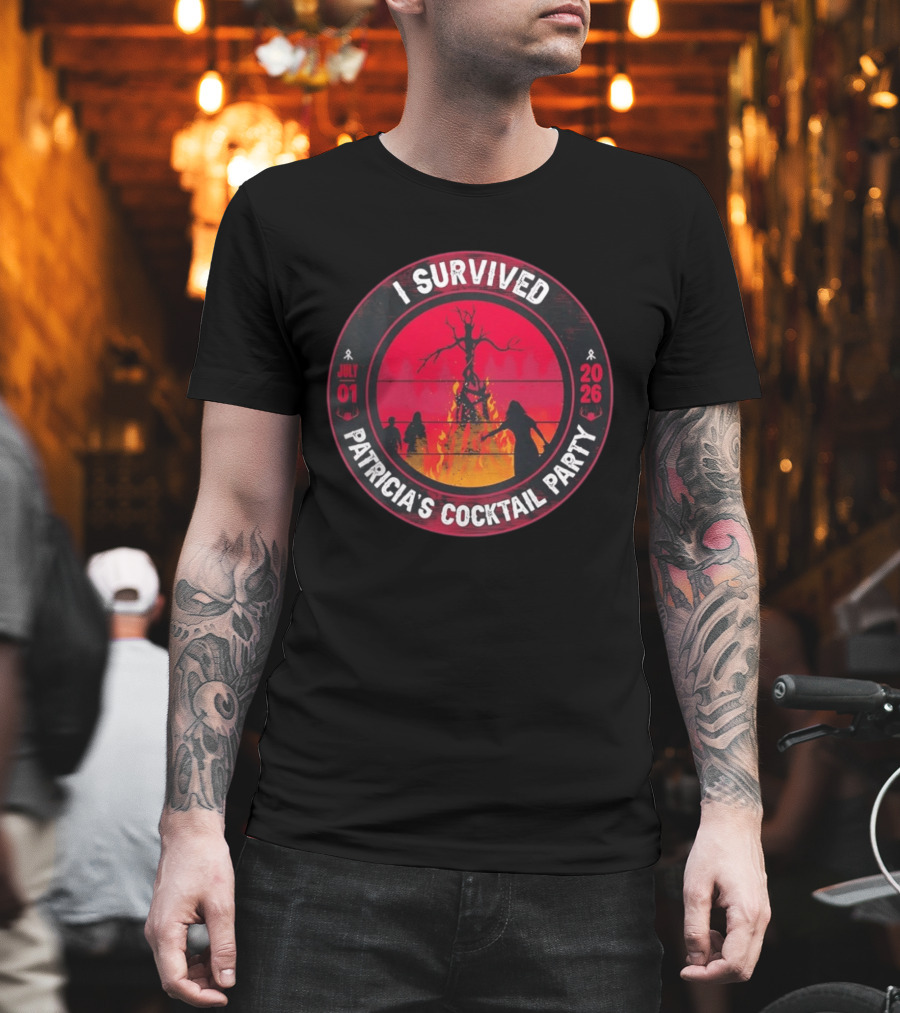 I Survived Patricia's Cocktail Party July 01 2026 Witchy Bonfire Dark Forest T-Shirt