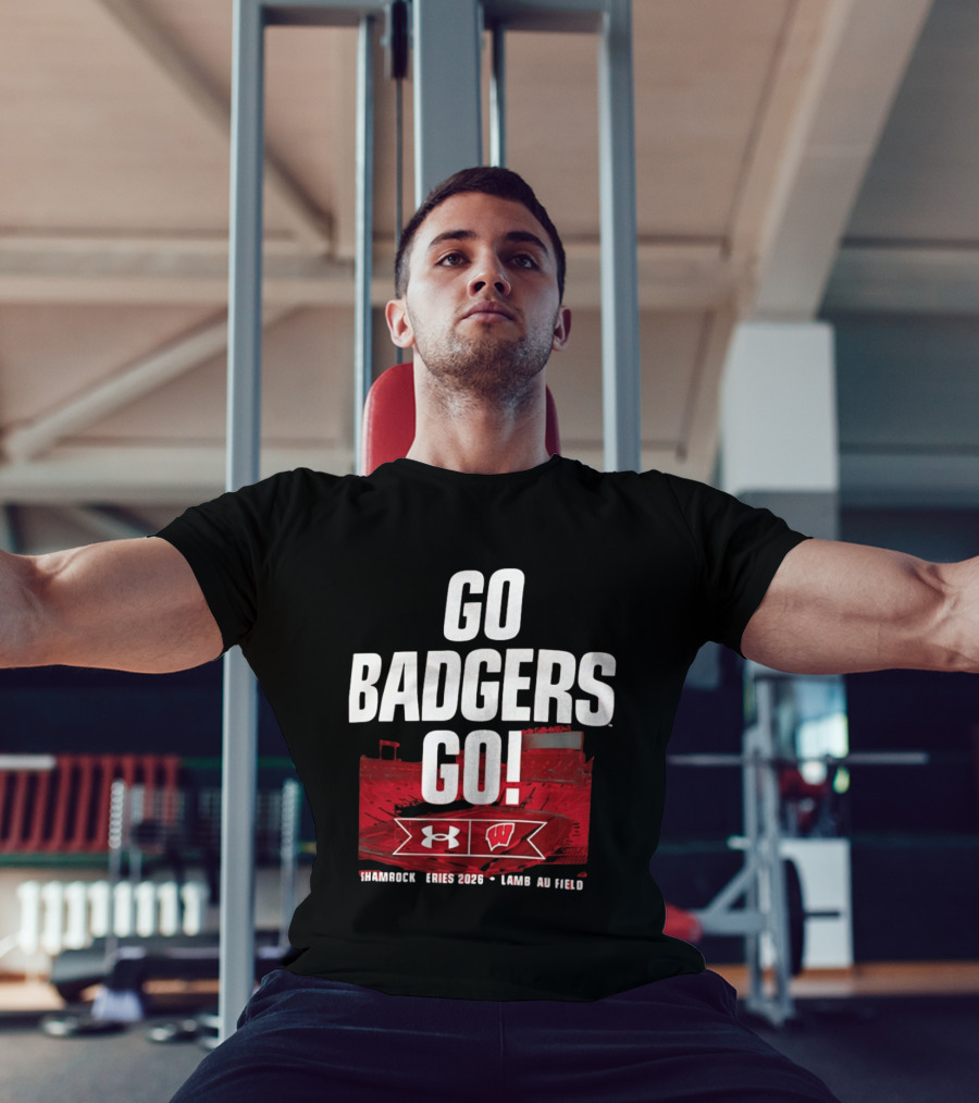 Wisconsin Badgers Go Badgers Go Shamrock Series 2026 Lambeau Field Under Armour T-Shirt