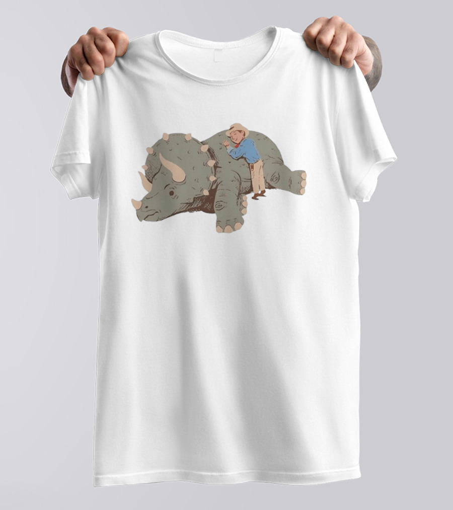 Be Kind Cowboy Embraces Friendly Triceratops Dinosaur T-Shirt