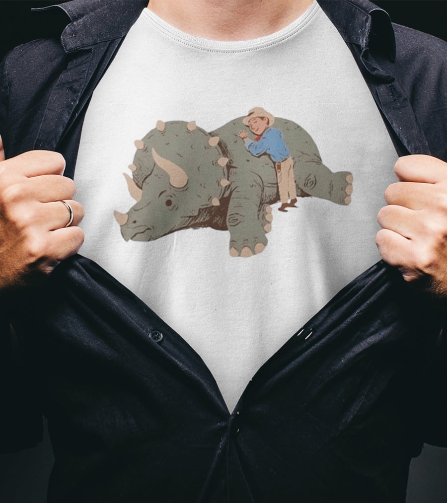 Be Kind Cowboy Embraces Friendly Triceratops Dinosaur T-Shirt