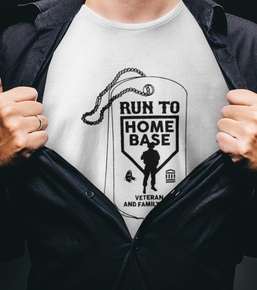 Run To Home Base Veteran And Family Care Dog Tag T-Shirt