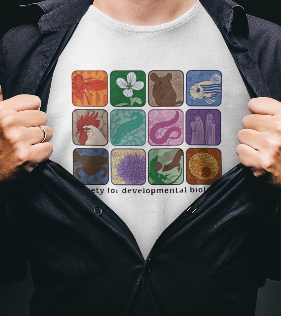 Society For Developmental Biology Organism Insect Flower Rodent Fish Chicken Worm Frog Cells T-Shirt
