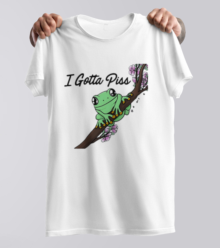 I Gotta Piss Frog On Branch With Flowers T-Shirt