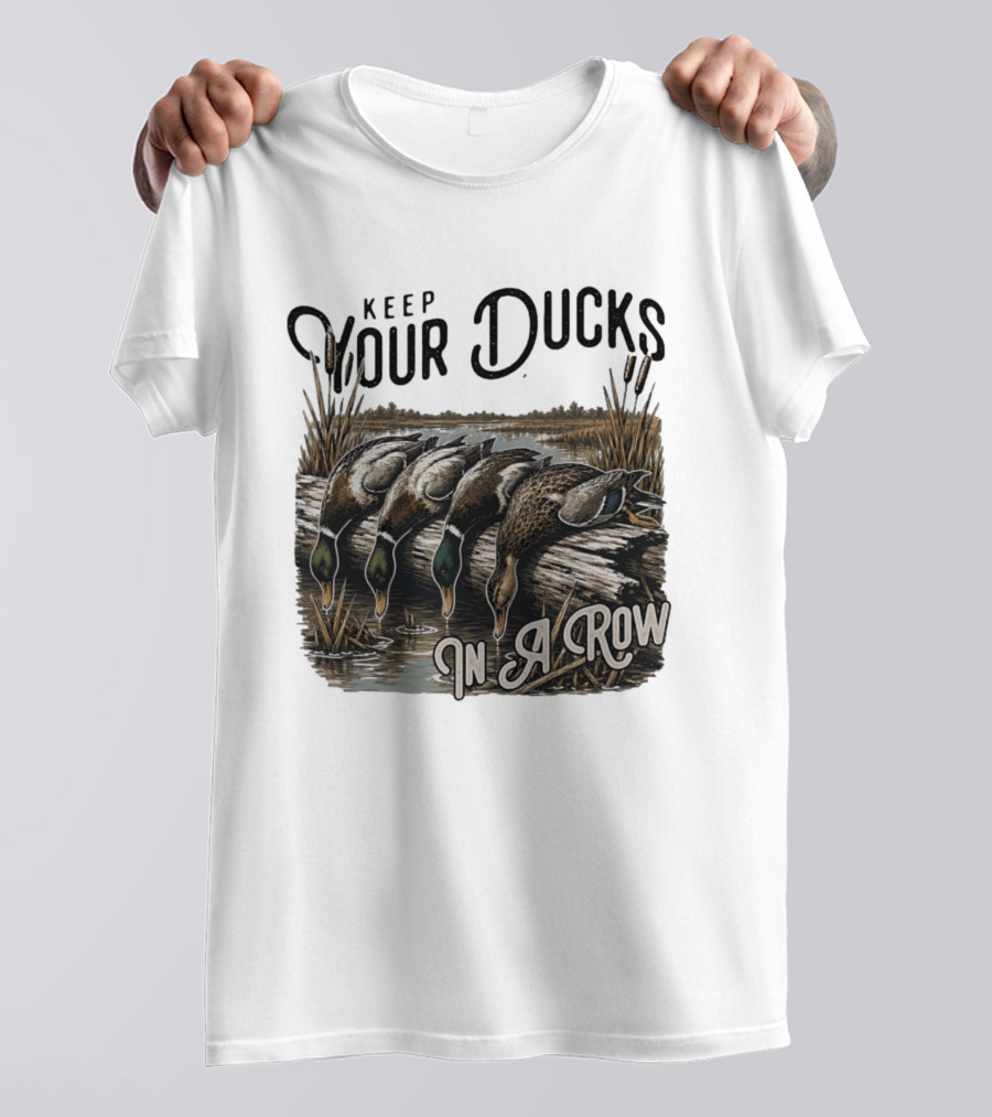 Keep Your Ducks In A Row Duck Hunting Scene T-Shirt