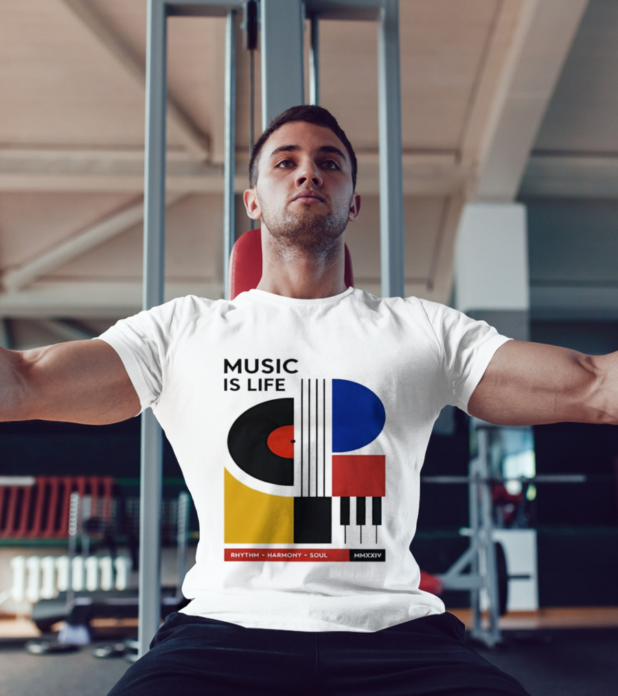 Music Is Life MMXXIV Rhythm Harmony Soul Vinyl Piano Abstract T-Shirt