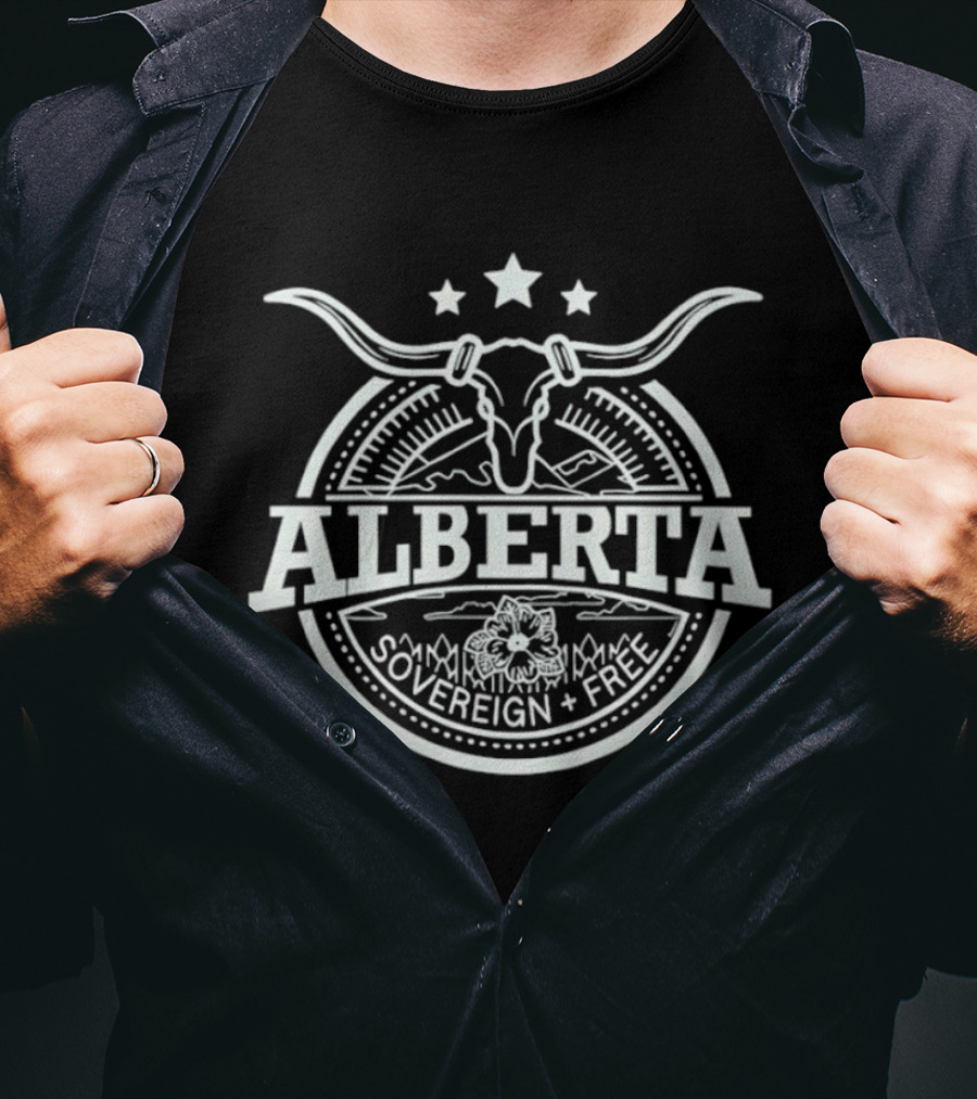 Alberta Cow Skull Sovereign Free Province T-Shirt