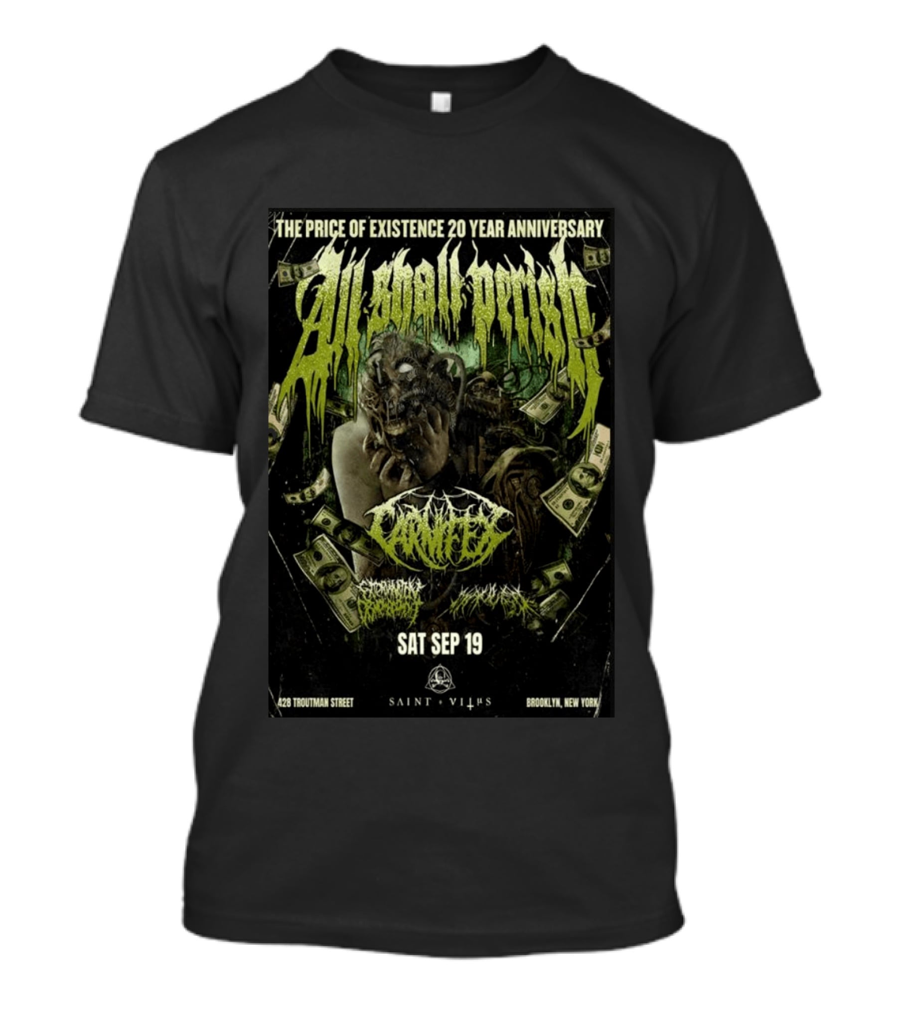 The Price Of Existence 20 Year Anniversary All Shall Perish Sat Sep 19 Brooklyn Saint Vitus T-Shirt