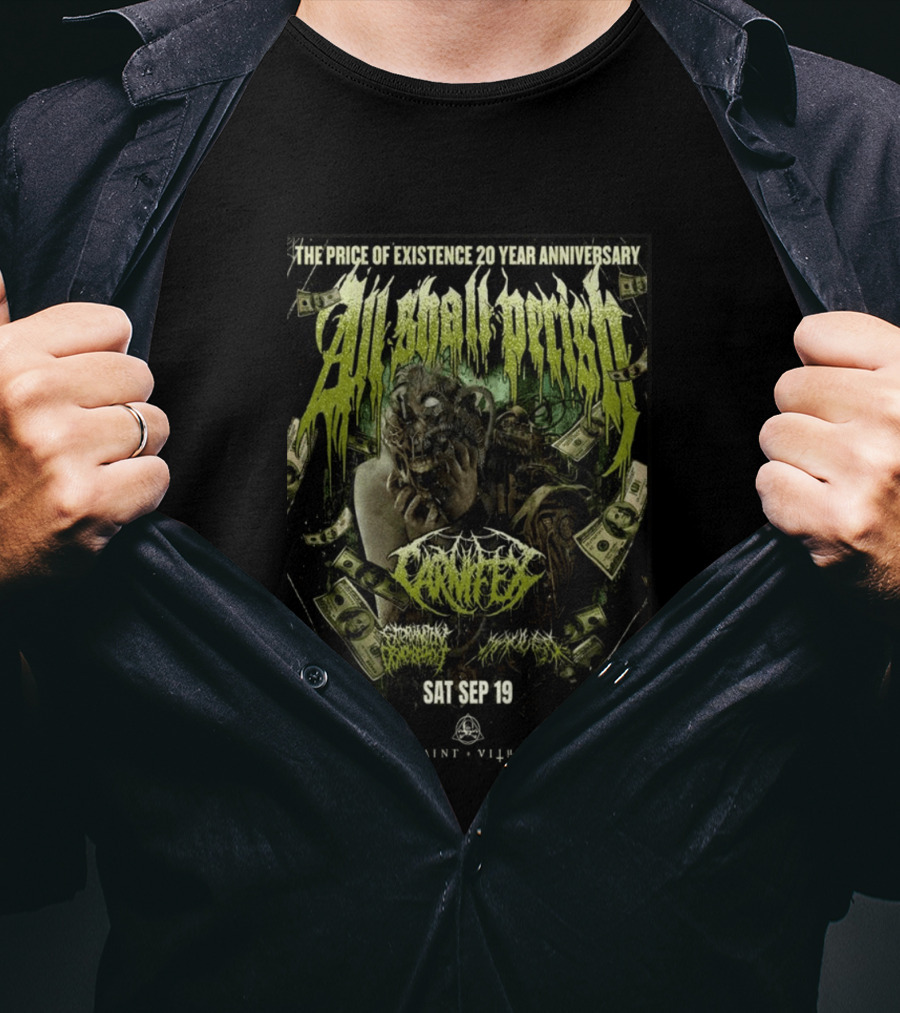 The Price Of Existence 20 Year Anniversary All Shall Perish Sat Sep 19 Brooklyn Saint Vitus T-Shirt
