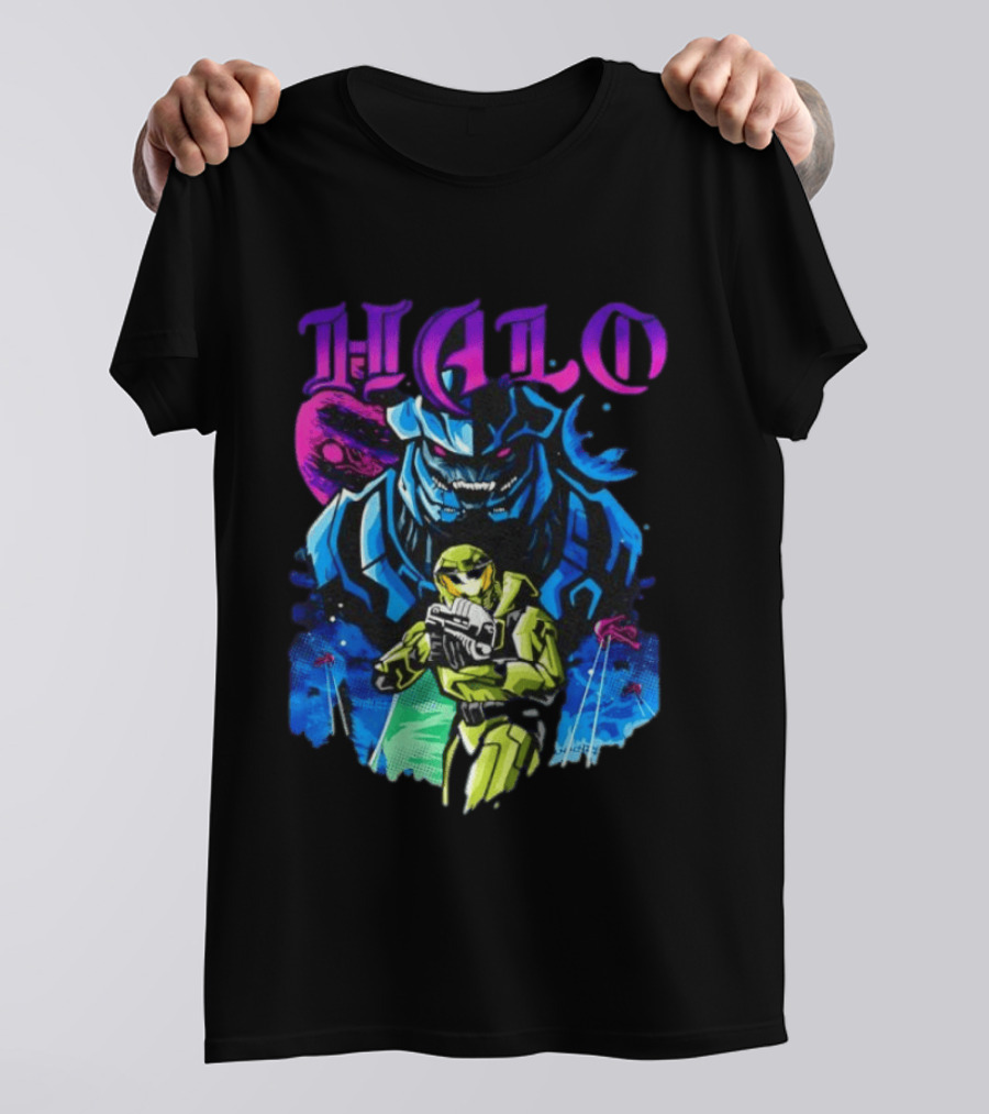 Halo Master Chief Arbiter Video Game Battle Scene T-Shirt