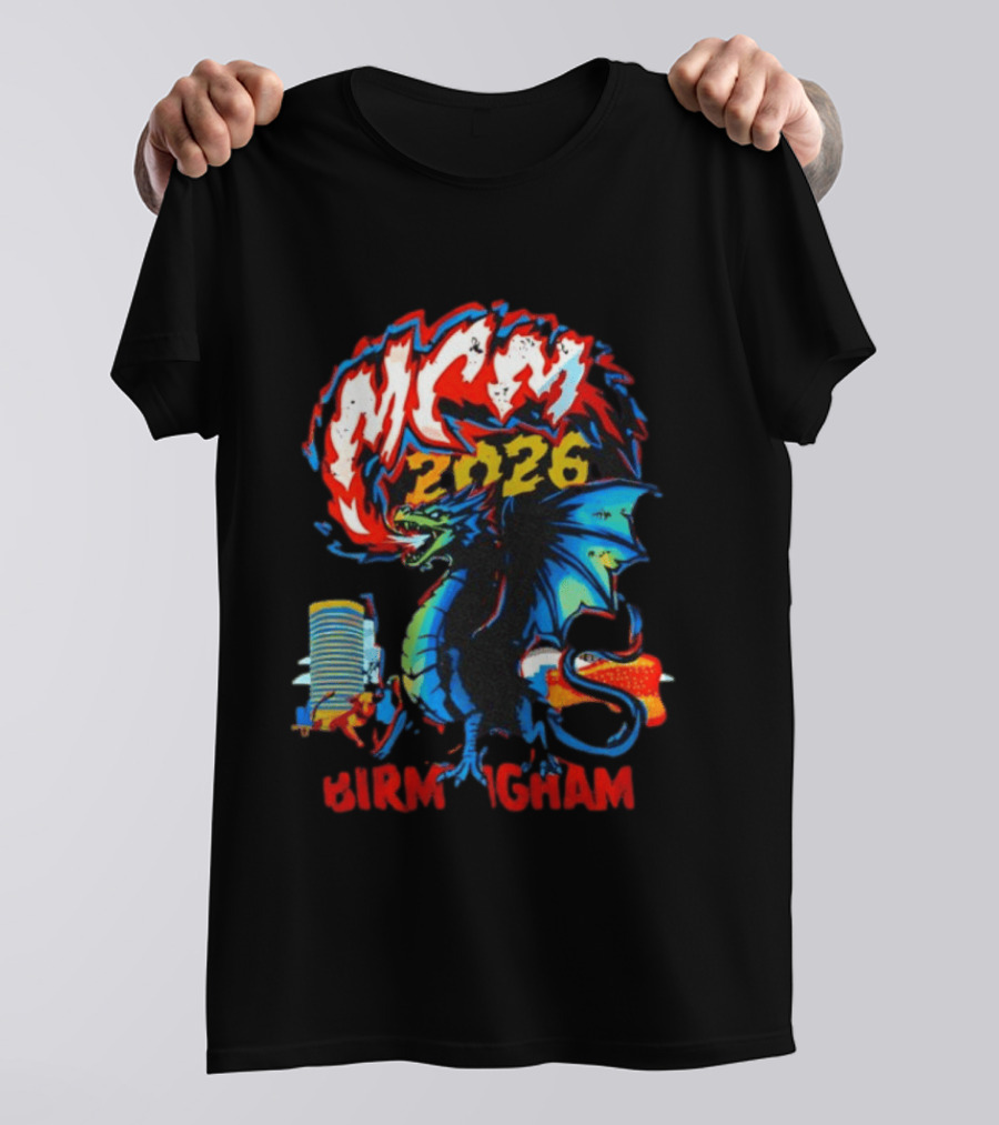 MCM 2026 Birmingham Dragon Fire Skyline Bull Event Souvenir T-Shirt