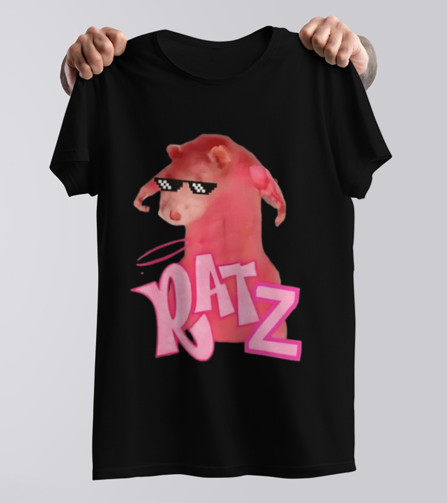 RATZ Muscular Pink Toned Rat Pixel Thug Life Sunglasses Bratz Doll T-Shirt