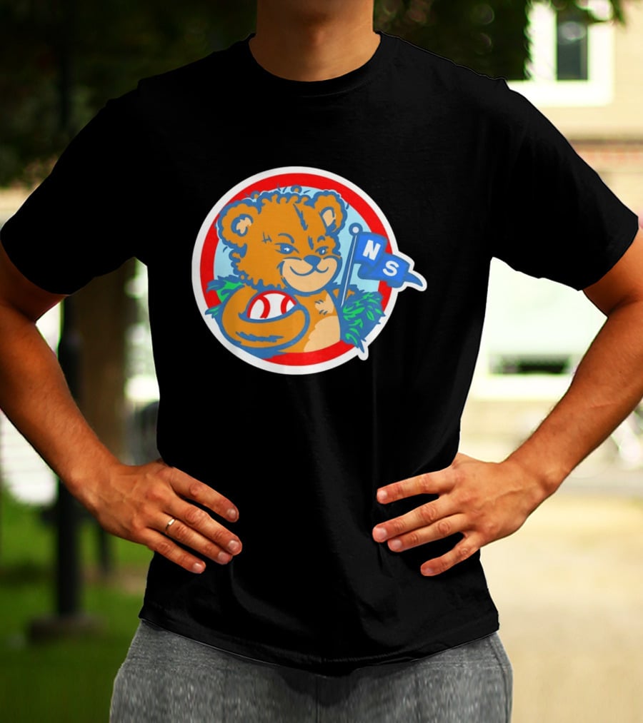 Teddy Bear Holding Baseball NS Pennant Circle T-Shirt