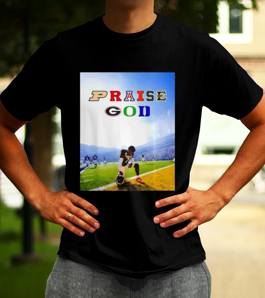 Texas AM Football Player No 7 Praise God Stadium Scene T-Shirt