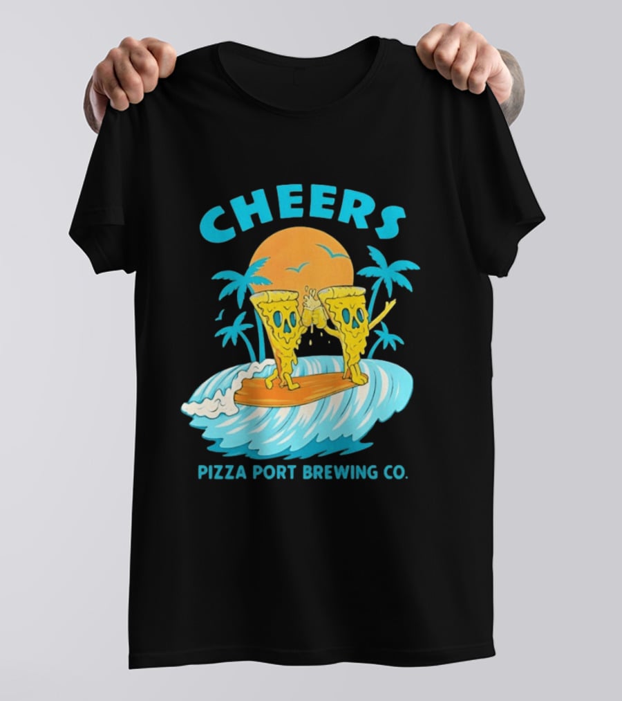 Pizza Port Brewing Co Cheers Surfing Pizza Wave T-Shirt