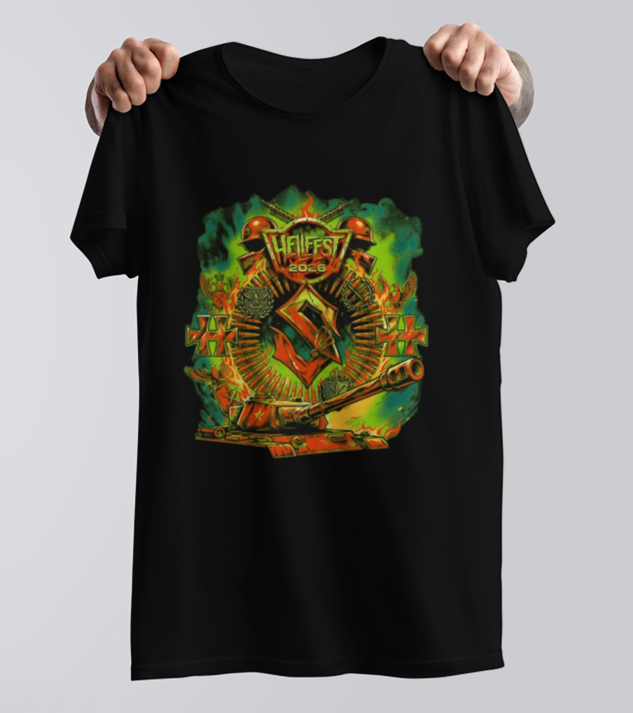 Sabaton Hellfest 2026 Event Flame Tank Skull Cross T-Shirt