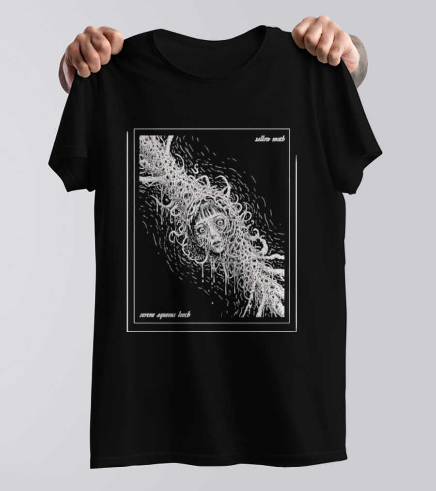Sallow Moth Serene Aqueous Leech Surreal Horror Waveform T-Shirt