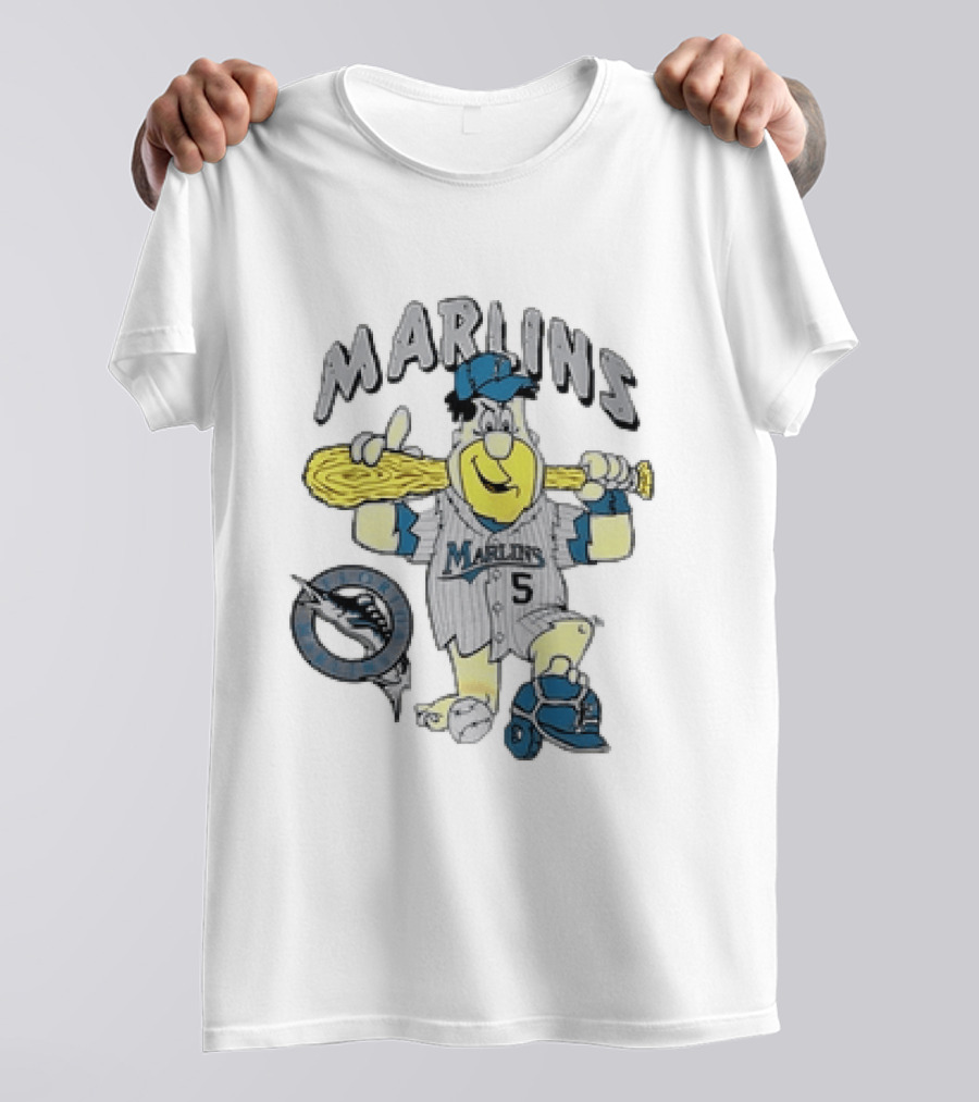 Barney Rubble Miami Marlins MLB Florida The Flintstones Baseball 5 T-Shirt