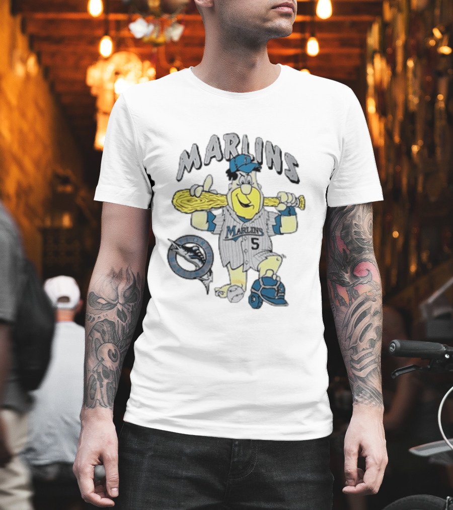 Barney Rubble Miami Marlins MLB Florida The Flintstones Baseball 5 T-Shirt