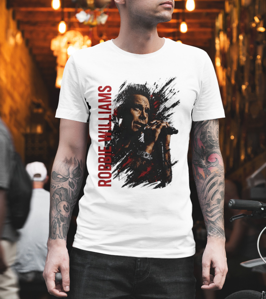 Robbie Williams Pop Star Singer Microphone Performance T-Shirt