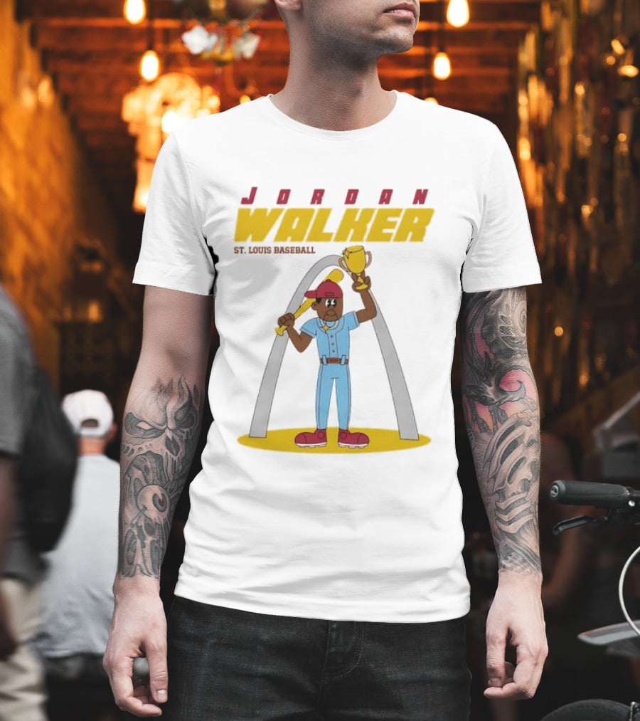 Jordan Walker St. Louis Cardinals MLB Cartoon Character With Trophy And Bat T-Shirt