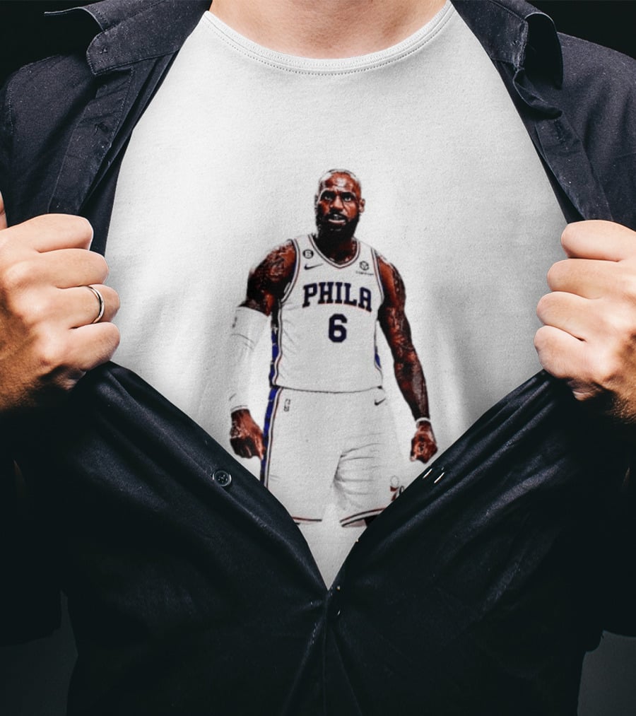 LeBron James Philadelphia 76ers Number 6 NBA Jersey T-Shirt